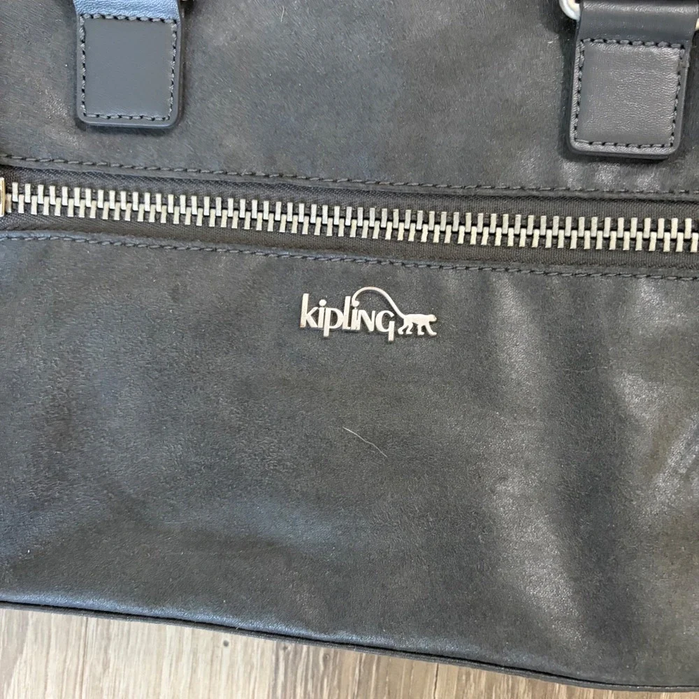Kipling Charcoal Gray Crossbody Satchel‎ Bag Coated Nylon Monkey Travel 11x8x4